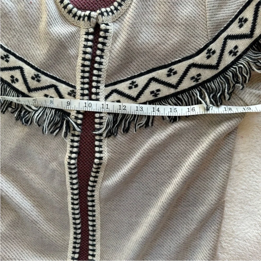 Anthropologie Aldomartins cardigan with Fringe detail- Cream and Black fringe - Picture 8 of 12